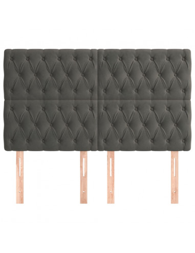 Testiera 4 pz Grigio Scuro 80x7x78/88 cm in Velluto