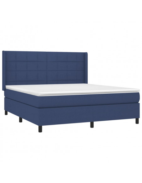 Letto a Molle con Materasso e LED Blu 180x200 cm in Tessuto