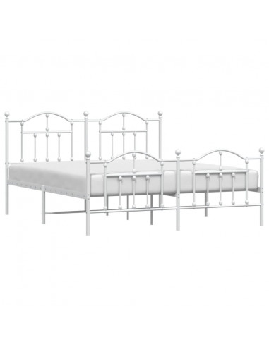 Giroletto con Testiera e Pediera Metallo Bianco 180x200 cm
