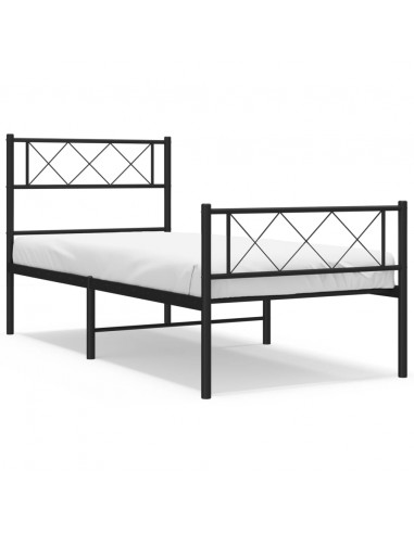 Giroletto con Testiera e Pediera Metallo Nero 90x190 cm