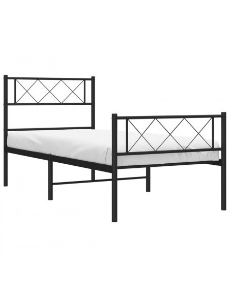 Giroletto con Testiera e Pediera Metallo Nero 90x190 cm