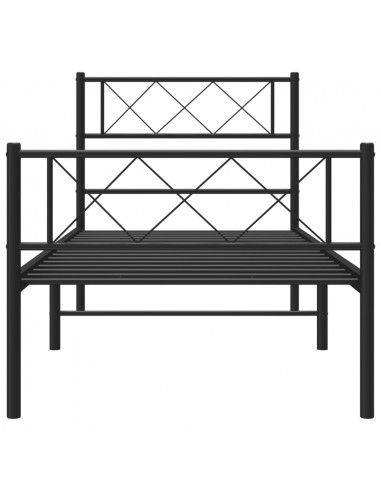 Giroletto con Testiera e Pediera Metallo Nero 90x190 cm