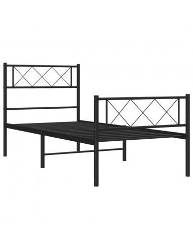 Giroletto con Testiera e Pediera Metallo Nero 90x190 cm