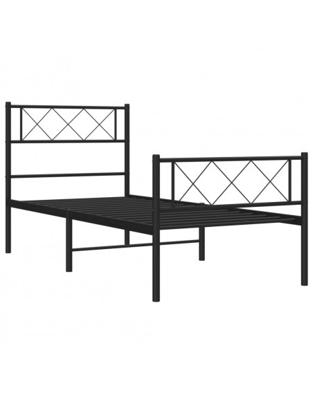 Giroletto con Testiera e Pediera Metallo Nero 90x190 cm