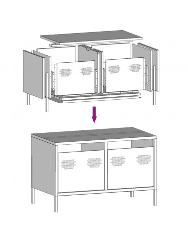 Mobile TV Antracite 68x39x43,5 cm in Acciaio Laminato a Freddo