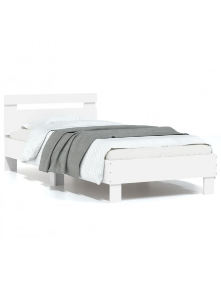 Giroletto con Testiera Bianco 90x190 cm in Legno Multistrato