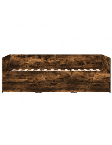 Divano Letto con Cassetti Rovere Fumo 100x200 cm Multistrato