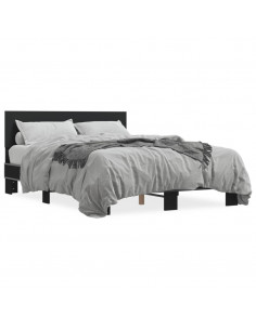 Giroletto Nero 135x190 cm in Legno Multistrato e Metallo 2