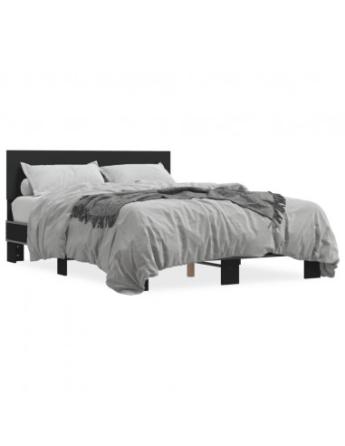 Giroletto Nero 135x190 cm in Legno Multistrato e Metallo