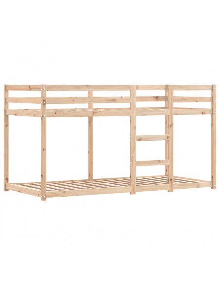 Letto a Castello con Tende Rosa 90x190 cm Legno Massello Pino
