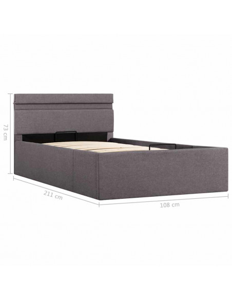 Giroletto con Contenitore e LED Tortora Tessuto 100x200 cm