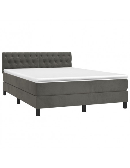 Letto a Molle con Materasso e LED Grigio Scuro 140x190 cm