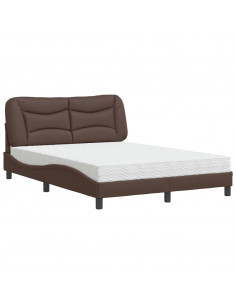 Letto con Materasso Marrone 140x200cm in Similpelle 2