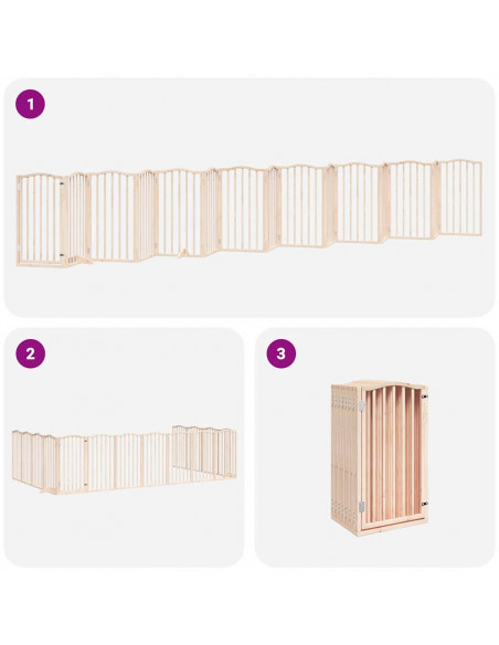 Cancello per Cani Porta Pieghevole 15 Pannelli 750 cm in Pioppo