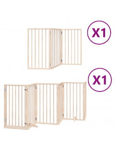 Cancello per Cani con Porta Pieghevole 9 Pannelli 450 cm Pioppo 2