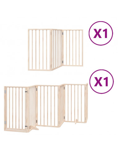 Cancello per Cani con Porta Pieghevole 9 Pannelli 450 cm Pioppo