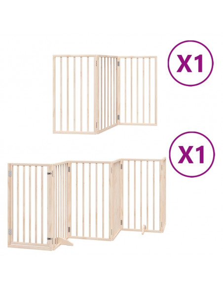 Cancello per Cani con Porta Pieghevole 9 Pannelli 450 cm Pioppo