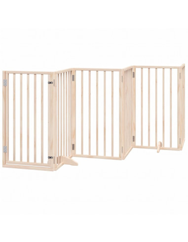 Cancello per Cani con Porta Pieghevole 9 Pannelli 450 cm Pioppo