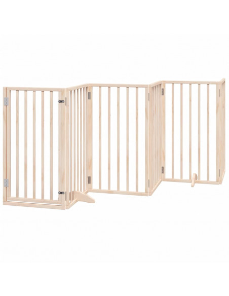 Cancello per Cani con Porta Pieghevole 9 Pannelli 450 cm Pioppo