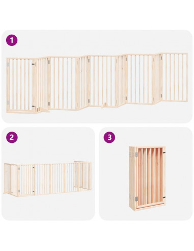 Cancello per Cani con Porta Pieghevole 9 Pannelli 450 cm Pioppo