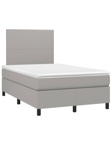 Letto a Molle Materasso e LED Grigio Chiaro 120x200 cm Tessuto