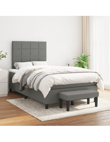 Giroletto a Molle con Materasso Grigio Scuro 120x190cm Tessuto