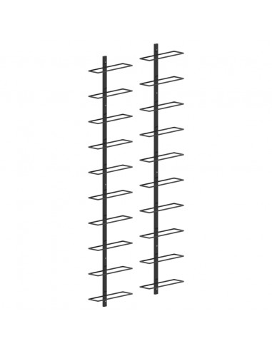 Portavini da Parete per 20 Bottiglie 2 pz Nero in Metallo