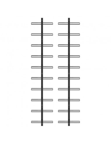 Portavini da Parete per 20 Bottiglie 2 pz Nero in Metallo