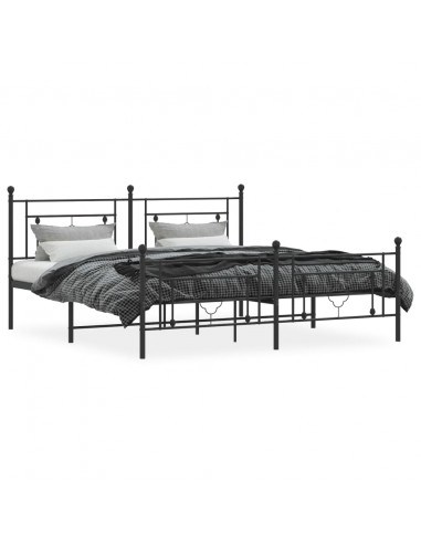 Giroletto con Testiera e Pediera Metallo Nero 180x200 cm