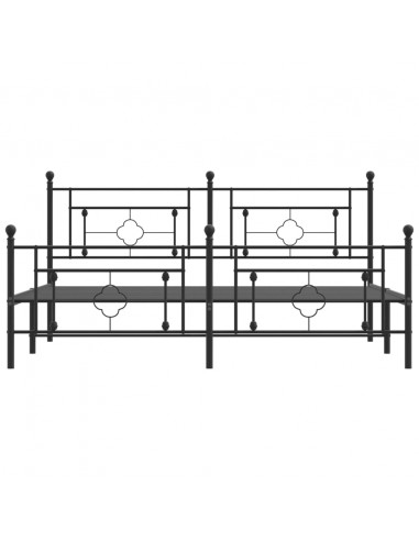 Giroletto con Testiera e Pediera Metallo Nero 180x200 cm