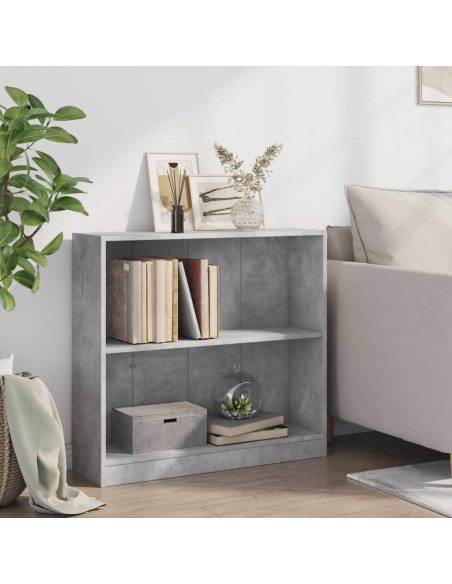 Libreria Grigio Cemento 80x24x75 cm in Legno Multistrato