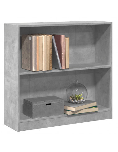 Libreria Grigio Cemento 80x24x75 cm in Legno Multistrato