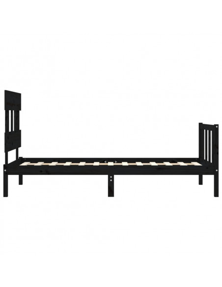 Giroletto con Testiera Nero Small Single in Legno Massello
