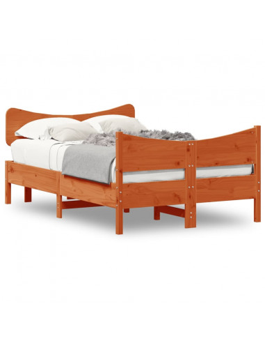 Giroletto con Testiera Marrone Cera 120x200 cm Massello Pino