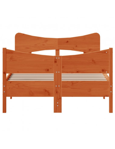 Giroletto con Testiera Marrone Cera 120x200 cm Massello Pino