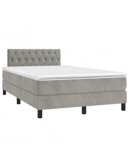 Giroletto a Molle con Materasso Grigio Chiaro 120x190cm Velluto