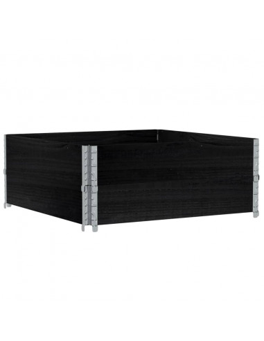 Paretali per Pallet 2 pz Neri 100x100cm Legno Massello di Pino