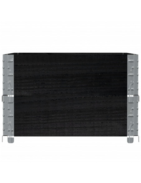 Paretali per Pallet 2 pz Neri 80x60cm in Legno Massello di Pino