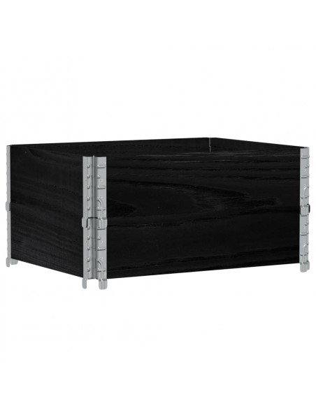 Paretali per Pallet 2 pz Neri 80x60cm in Legno Massello di Pino