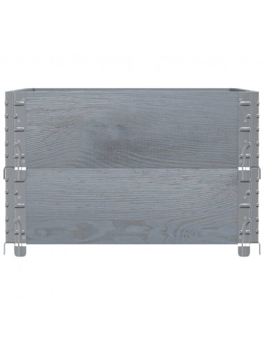 Paretali per Pallet 2pz Grigi 80x60cm in Legno Massello di Pino