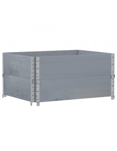 Paretali per Pallet 2pz Grigi 80x60cm in Legno Massello di Pino