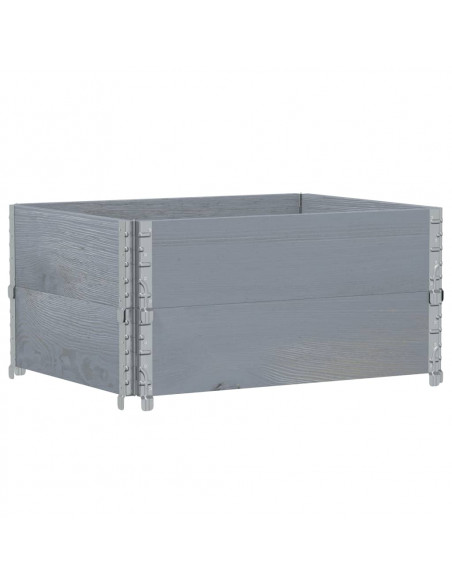 Paretali per Pallet 2pz Grigi 80x60cm in Legno Massello di Pino