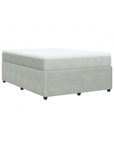 Giroletto a Molle con Materasso Grigio Chiaro 140x190cm Velluto