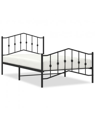 Giroletto con Testiera e Pediera Metallo Nero 107x203 cm