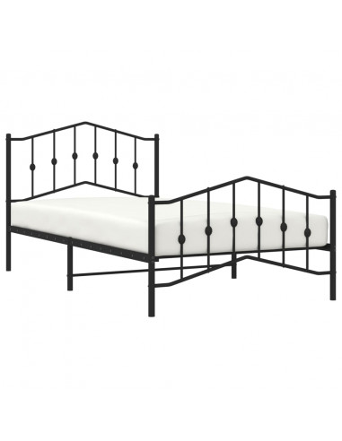 Giroletto con Testiera e Pediera Metallo Nero 107x203 cm