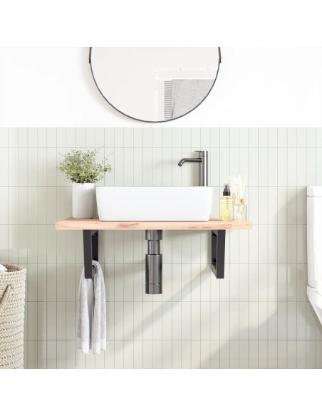 Reggimensole per Lavabo 2 pz Nere Trapezio in Acciaio