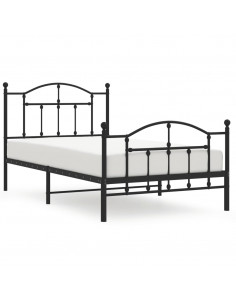 Giroletto con Testiera e Pediera Metallo Nero 100x190 cm 2