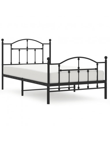 Giroletto con Testiera e Pediera Metallo Nero 100x190 cm