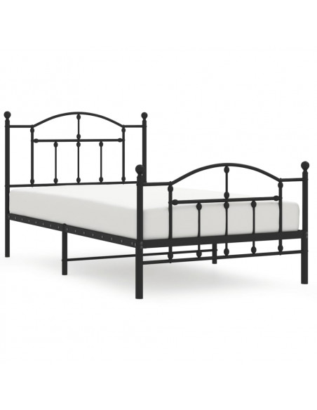 Giroletto con Testiera e Pediera Metallo Nero 100x190 cm