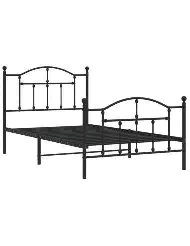 Giroletto con Testiera e Pediera Metallo Nero 100x190 cm